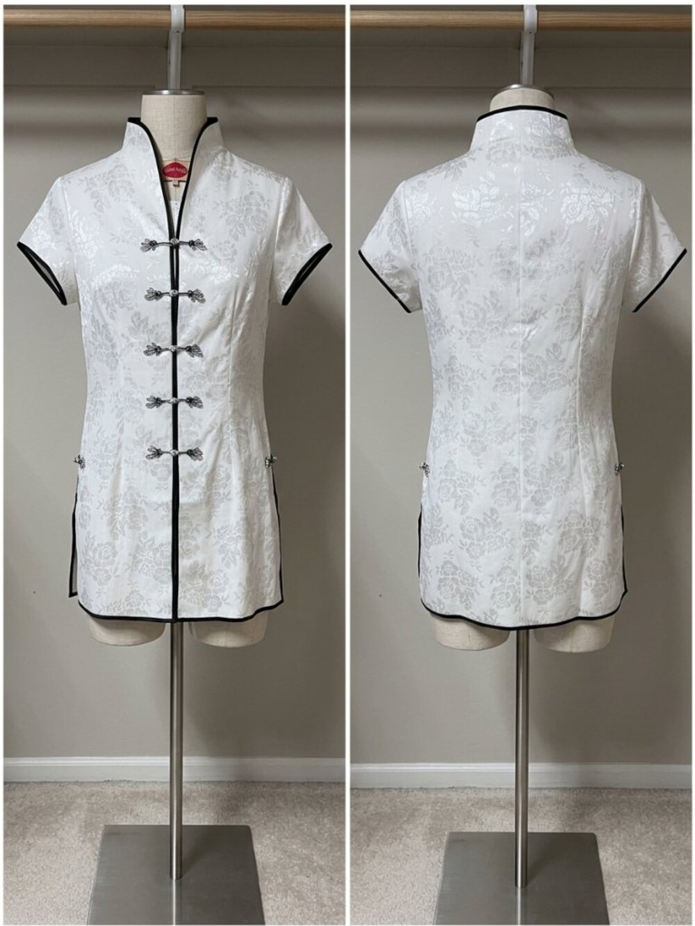 Vintage NWT Shanghai Soho Floral Jacquard Cheongsam Tunic Top (Eqiv US PL))